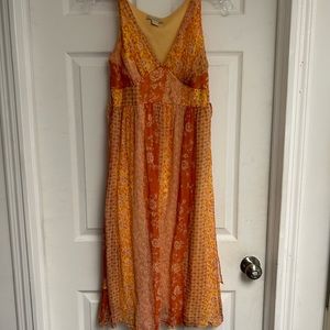 orange midi length summer dress